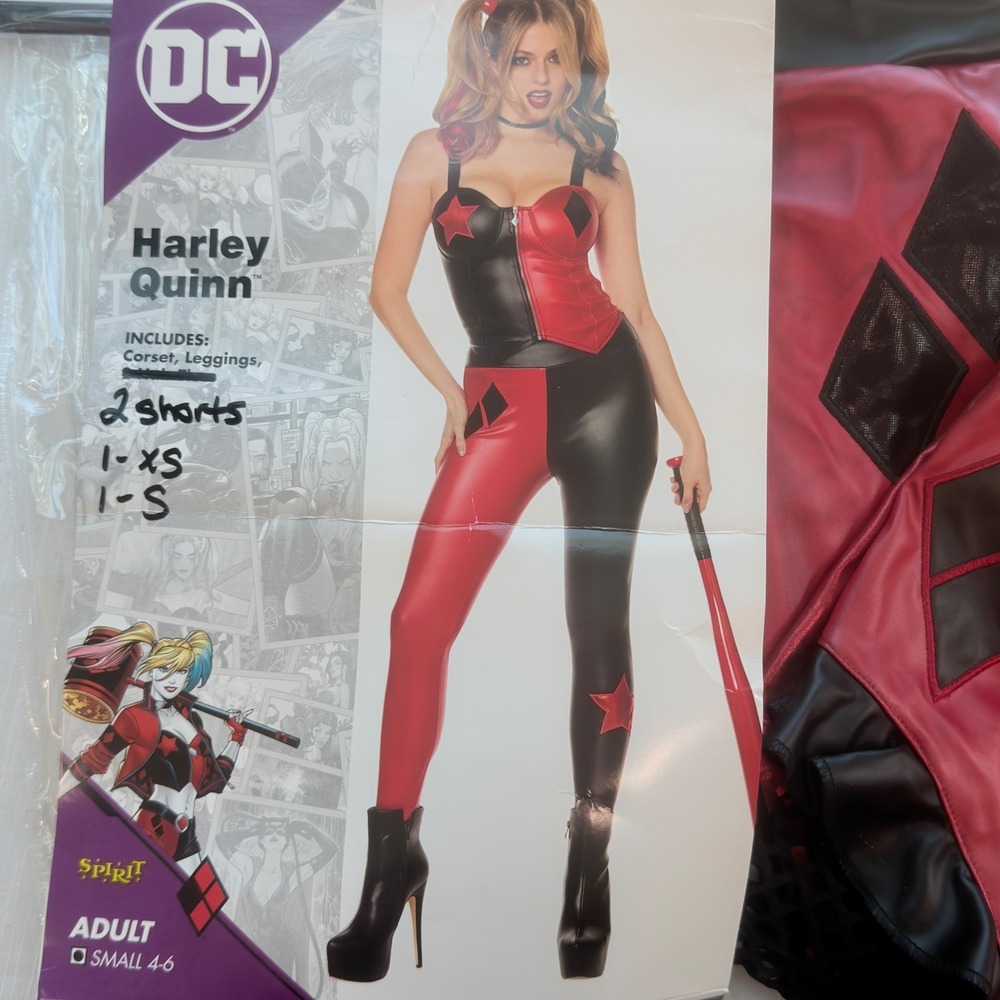 Spirit Halloween Harley Quinn Costume Adult Small Red Black Good Faux Leather
